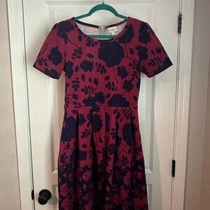 Burgundy Dress with Navy Floral Print